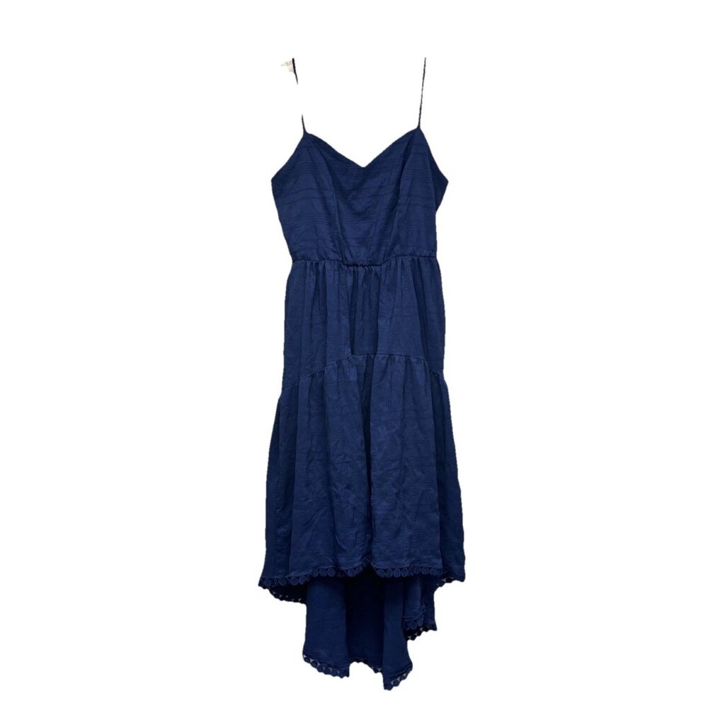 Max + Ash Midi Dress Size L Hi Lo Hem Boho Cottage Coastal Tiered Skirt